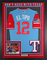 Rougned Odor Authentic Signed Blue El Tipo Pro Style Framed Jersey BAS #S56072