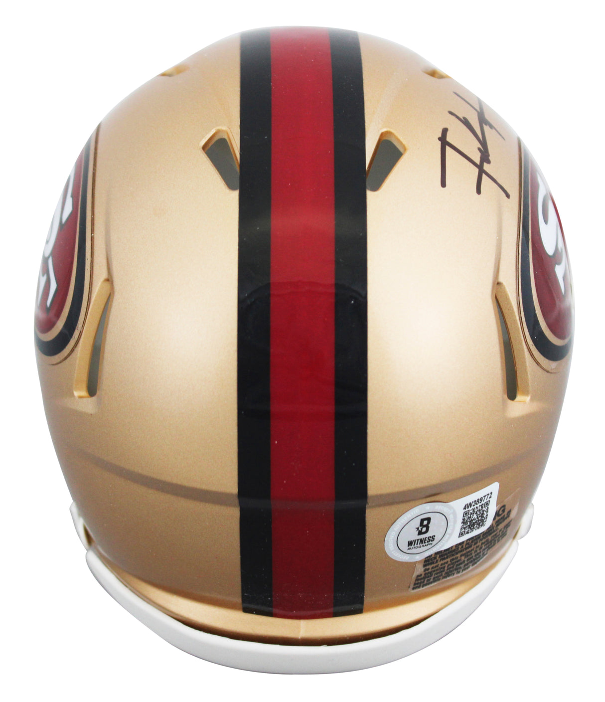 49ers Frank Gore Signed 1996-08 TB Speed Mini Helmet W/ Case BAS Witnessed