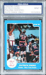 Knicks Patrick Ewing Signed Star '86 Rookie Card Auto Graded Mint 9! PSA Slabbed