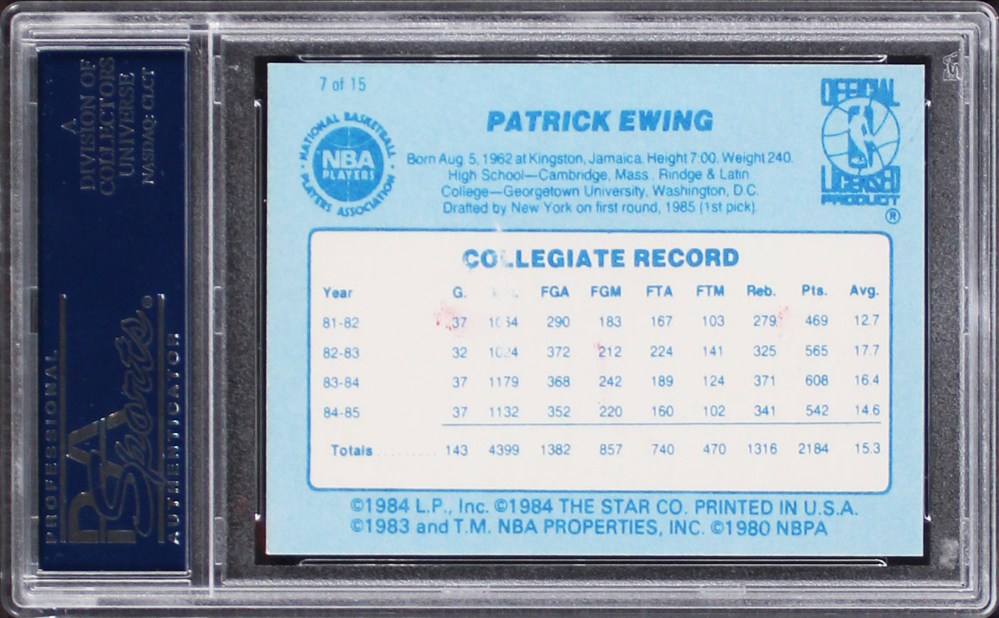 Knicks Patrick Ewing Signed Star '86 Rookie Card Auto Graded Mint 9! PSA Slabbed