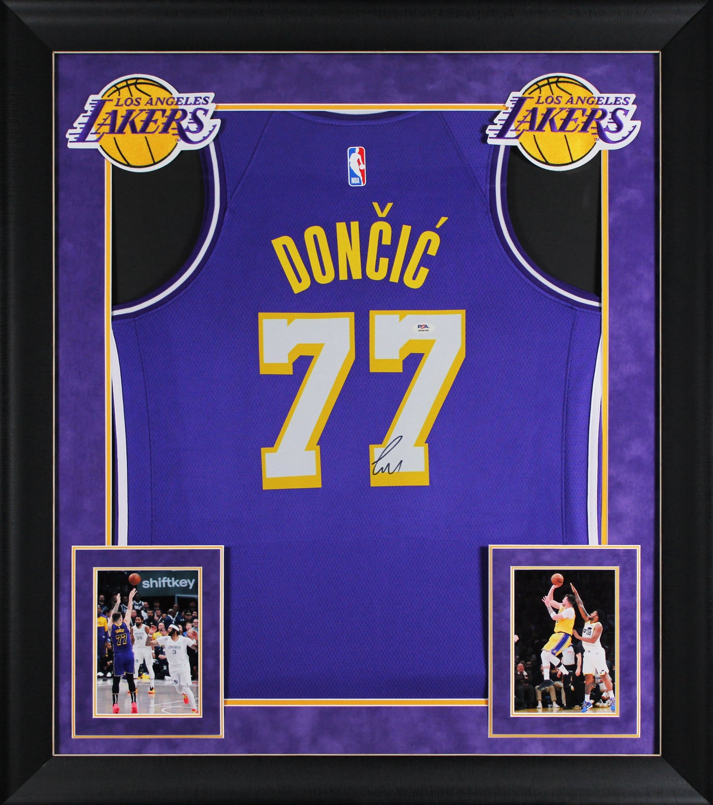 Lakers Luka Doncic Signed Purple Nike Swingman Framed Jersey PSA/DNA #AP94194