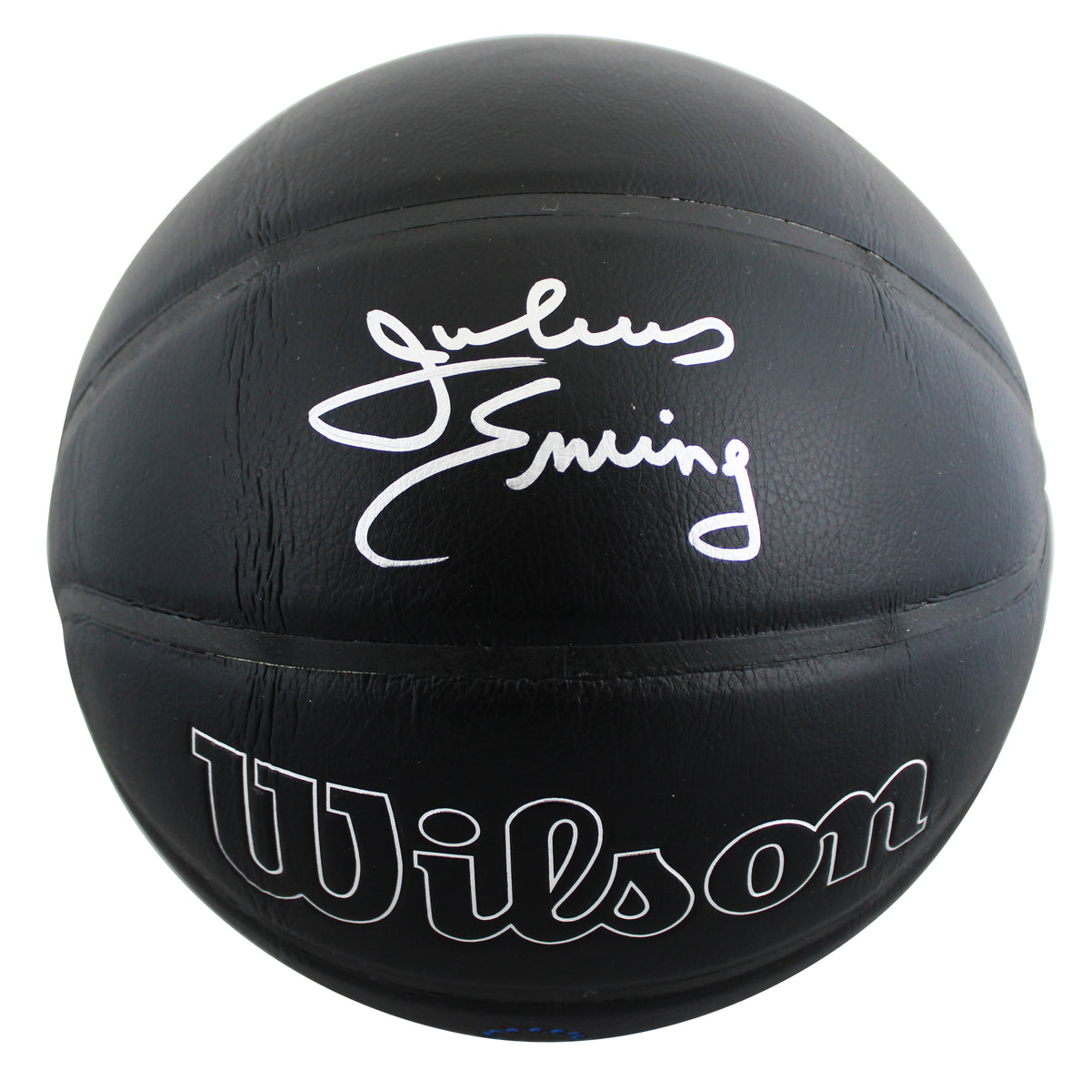 76ers Julius "Dr. J" Erving Signed Black Logo Basketball W/ Case JSA Witness