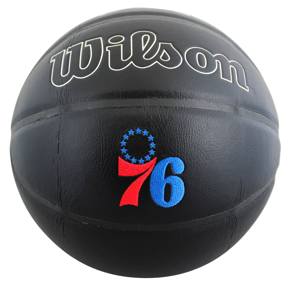76ers Julius "Dr. J" Erving Authentic Signed Black Logo Basketball JSA Witness