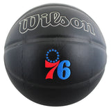 76ers Julius "Dr. J" Erving Signed Black Logo Basketball W/ Case JSA Witness