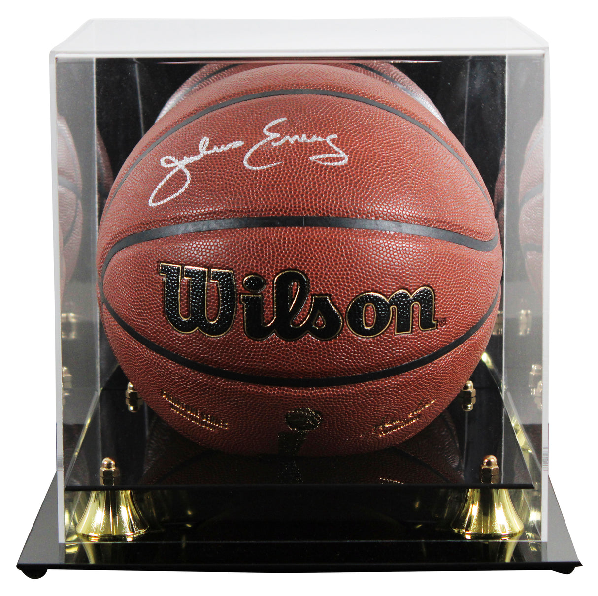 76ers Julius "Dr. J" Erving Signed Wilson Trophy Series Basketball W/ Case JSA W