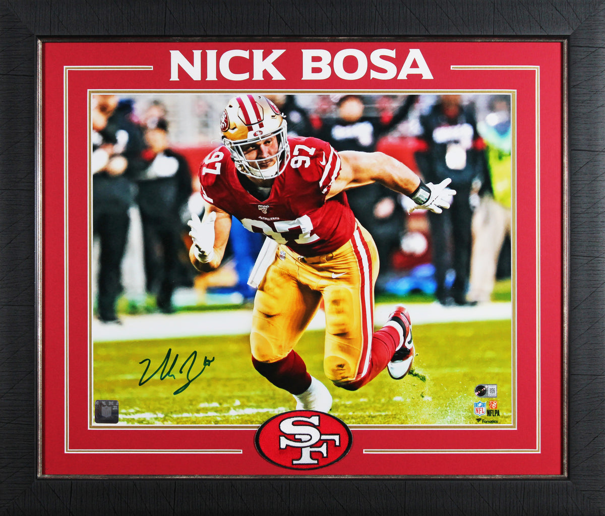 49ers Nick Bosa Authentic Signed 16x20 Framed Photo Autographed BAS Witnessed