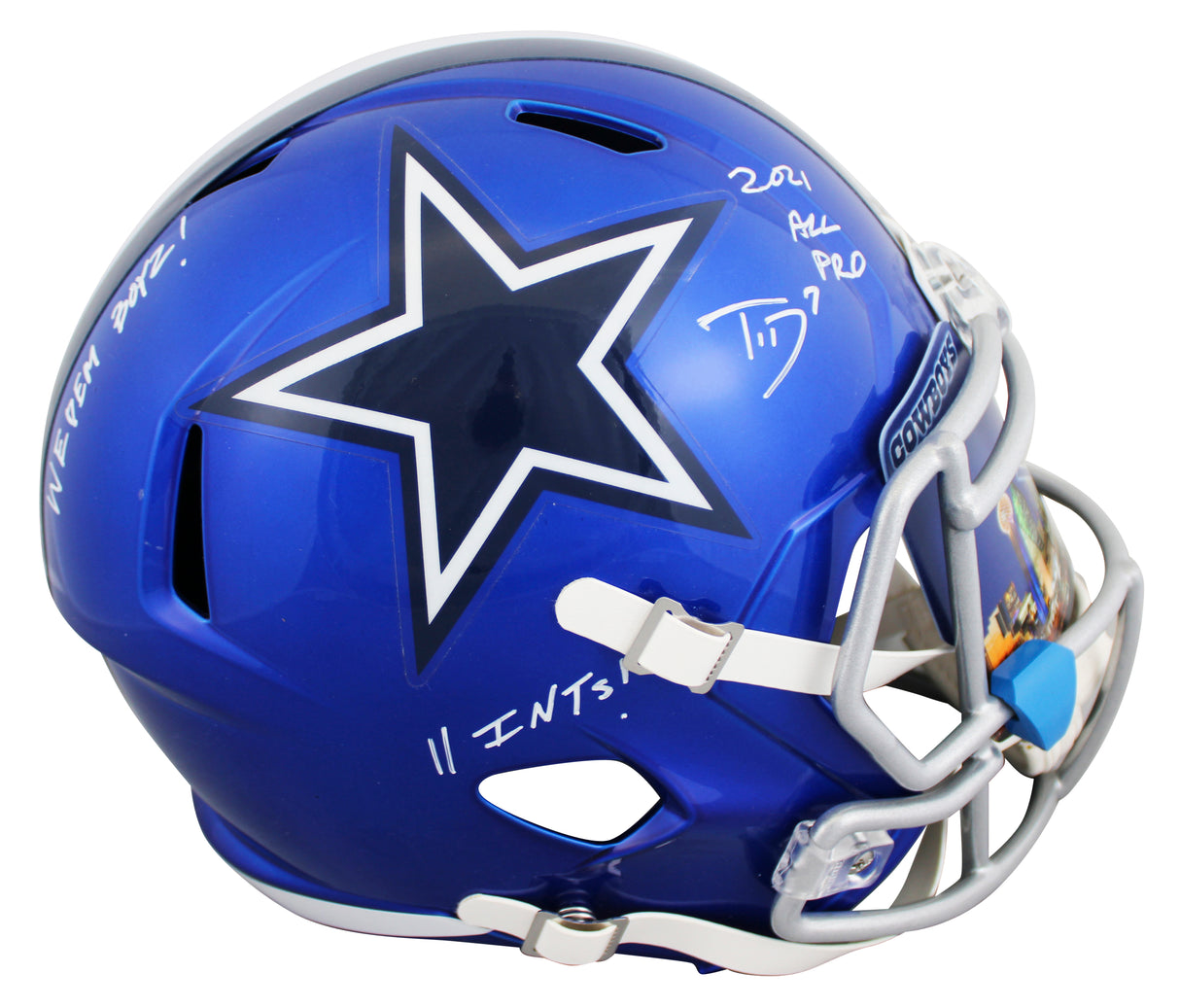 Cowboys Trevon Diggs & Everson Walls "5x Insc" Riddell F/S Speed Rep Helmet JSA