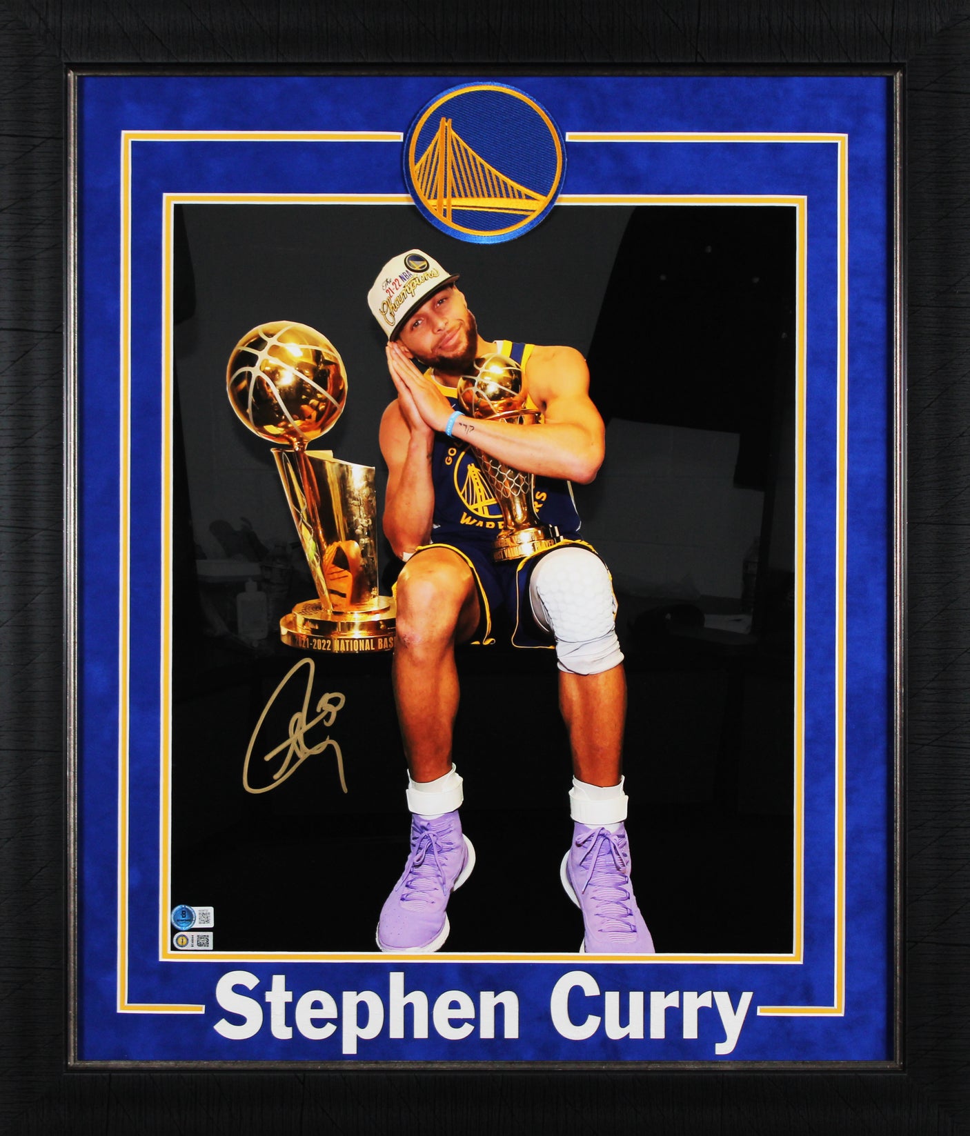 Warriors Stephen Curry Signed 16x20 Framed Night Night Spotlight Photo BAS LOA