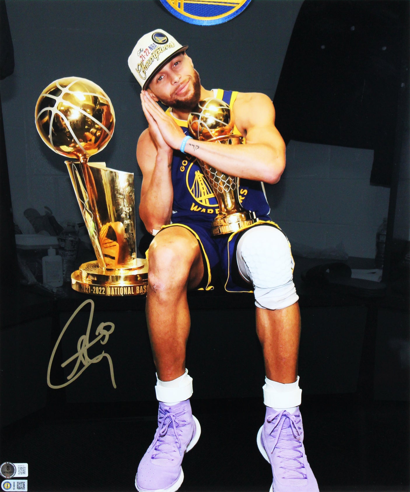 Warriors Stephen Curry Signed 16x20 Framed Night Night Spotlight Photo BAS LOA