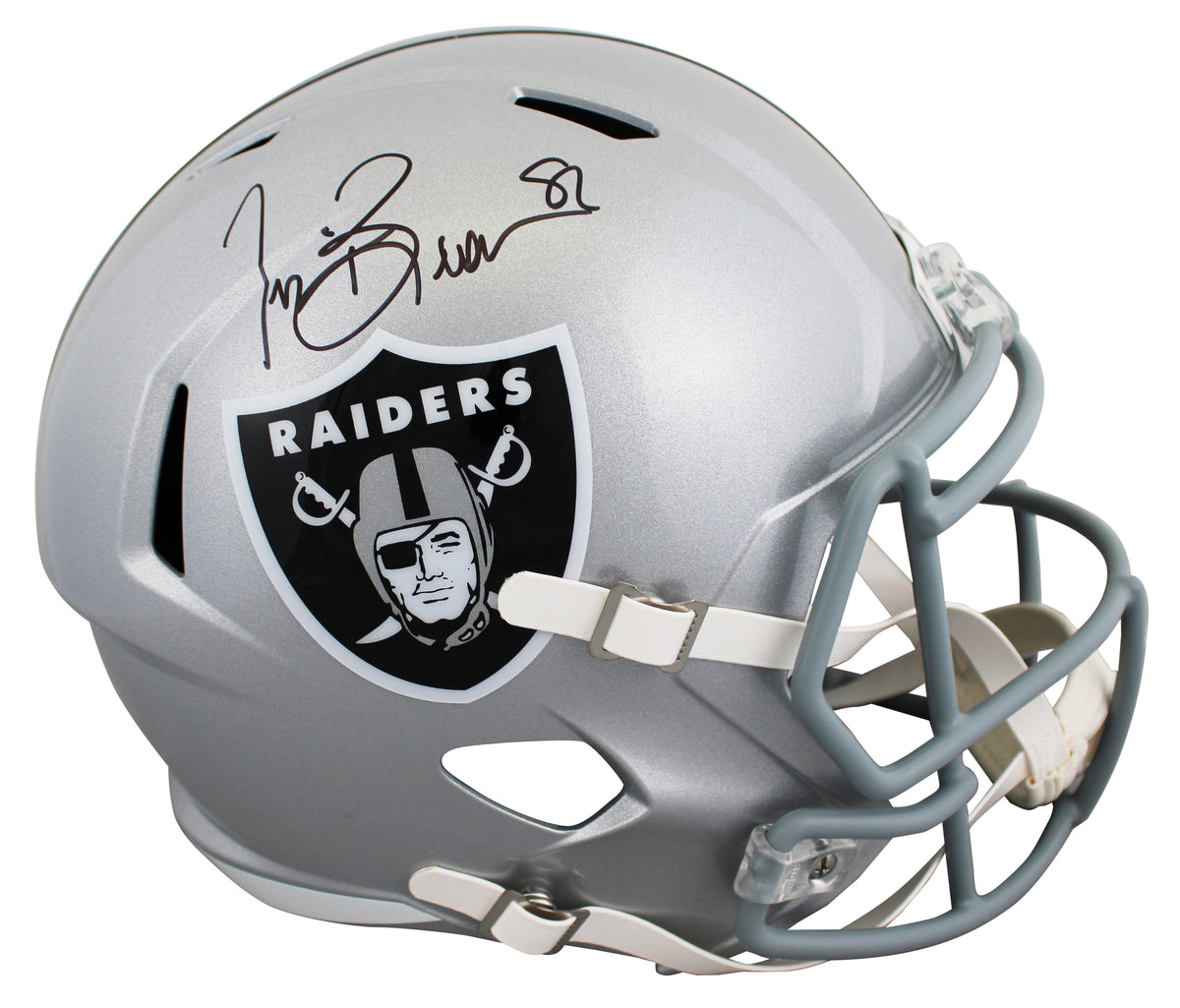 Tim Brown Autographed Raiders Speed Full Size Helmet Beckett Witnessed #2W276290