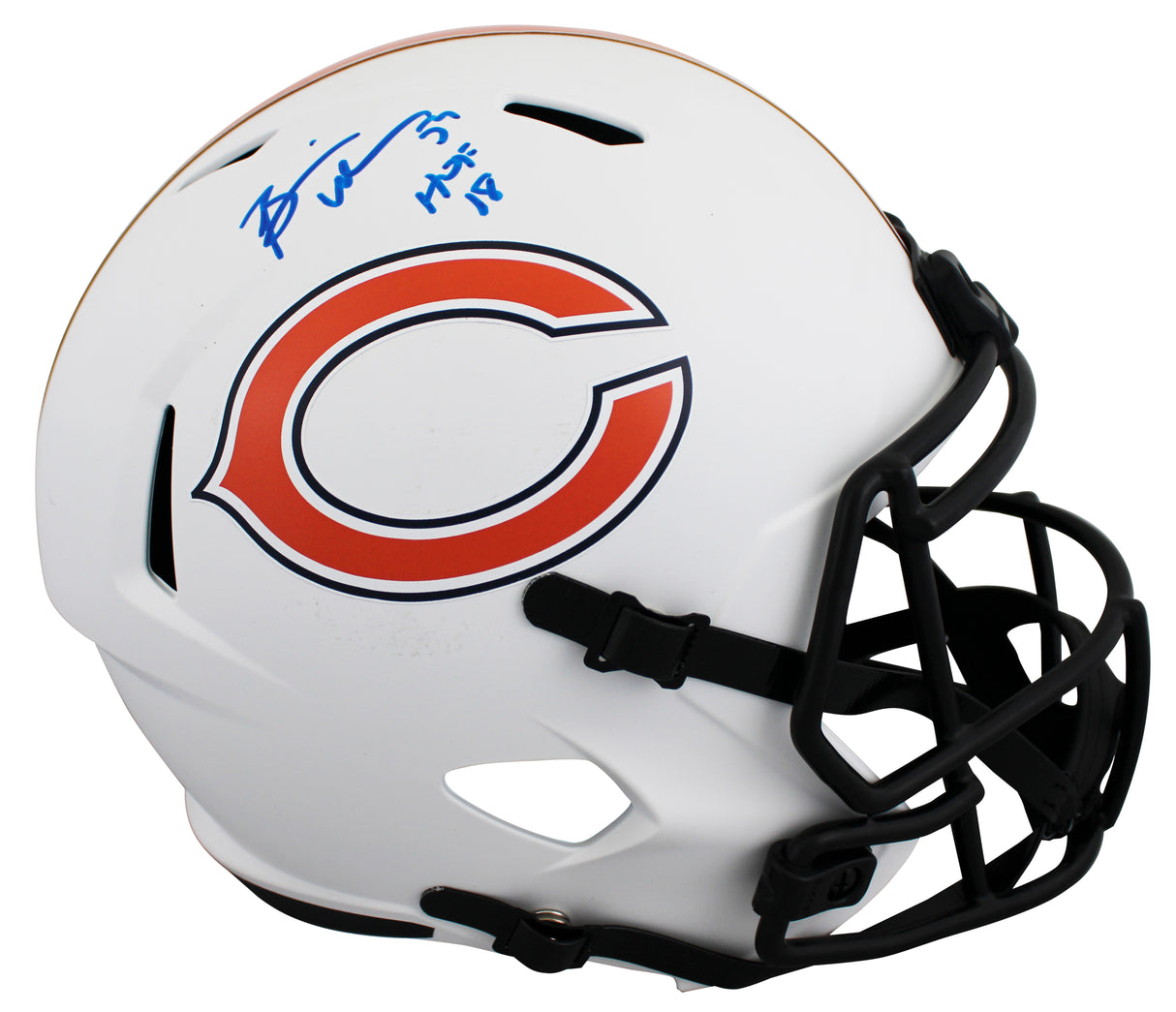 Bears Brian Urlacher "HOF 18" Signed Lunar F/S Speed Rep Helmet BAS Wit #W337789