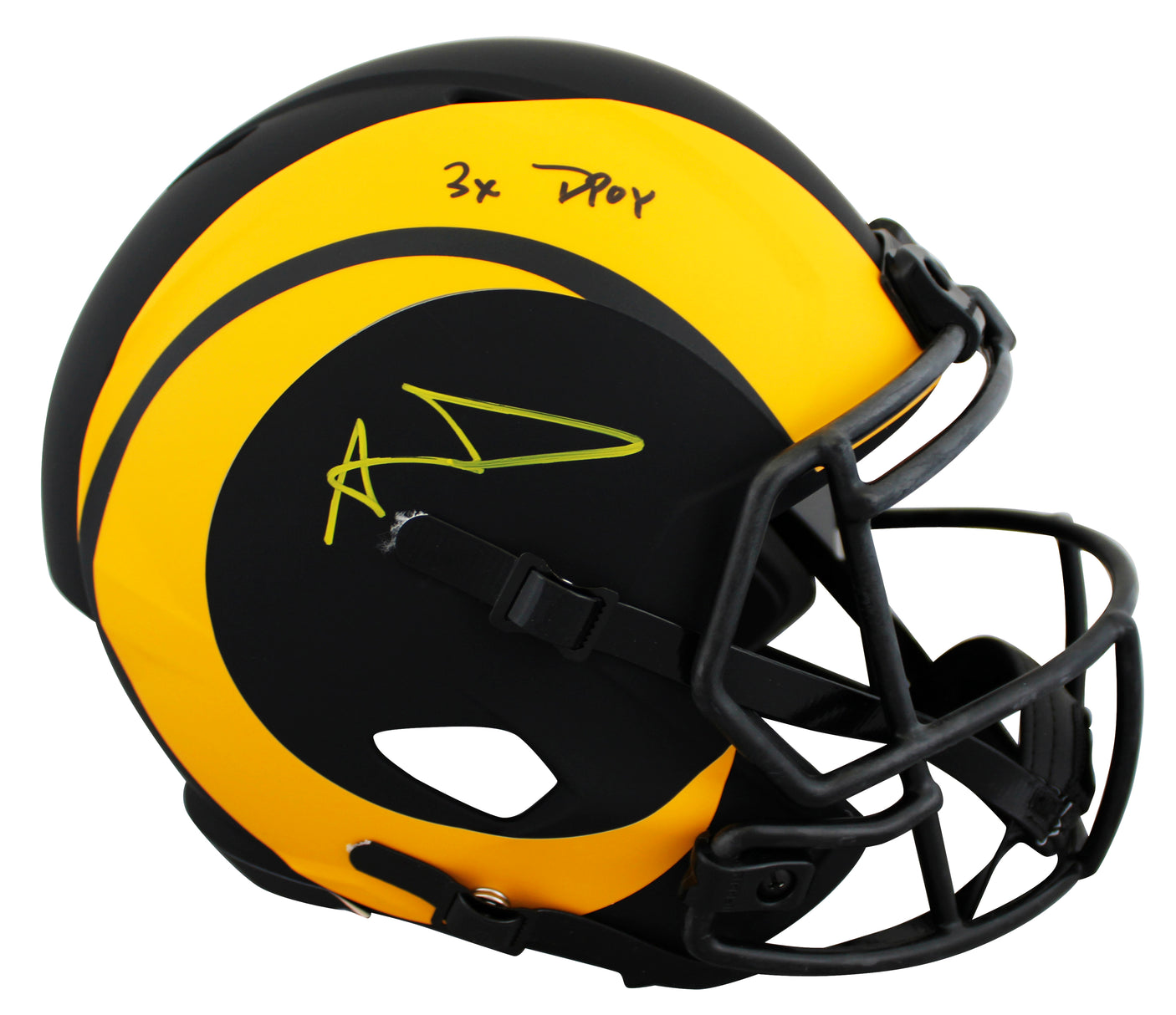Rams Aaron Donald "3x DPOY" Signed Eclipse Full Size Speed Rep Helmet JSA Wit