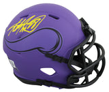 Vikings Adrian Peterson Signed Rave Speed Mini Helmet W/ Case BAS Witnessed
