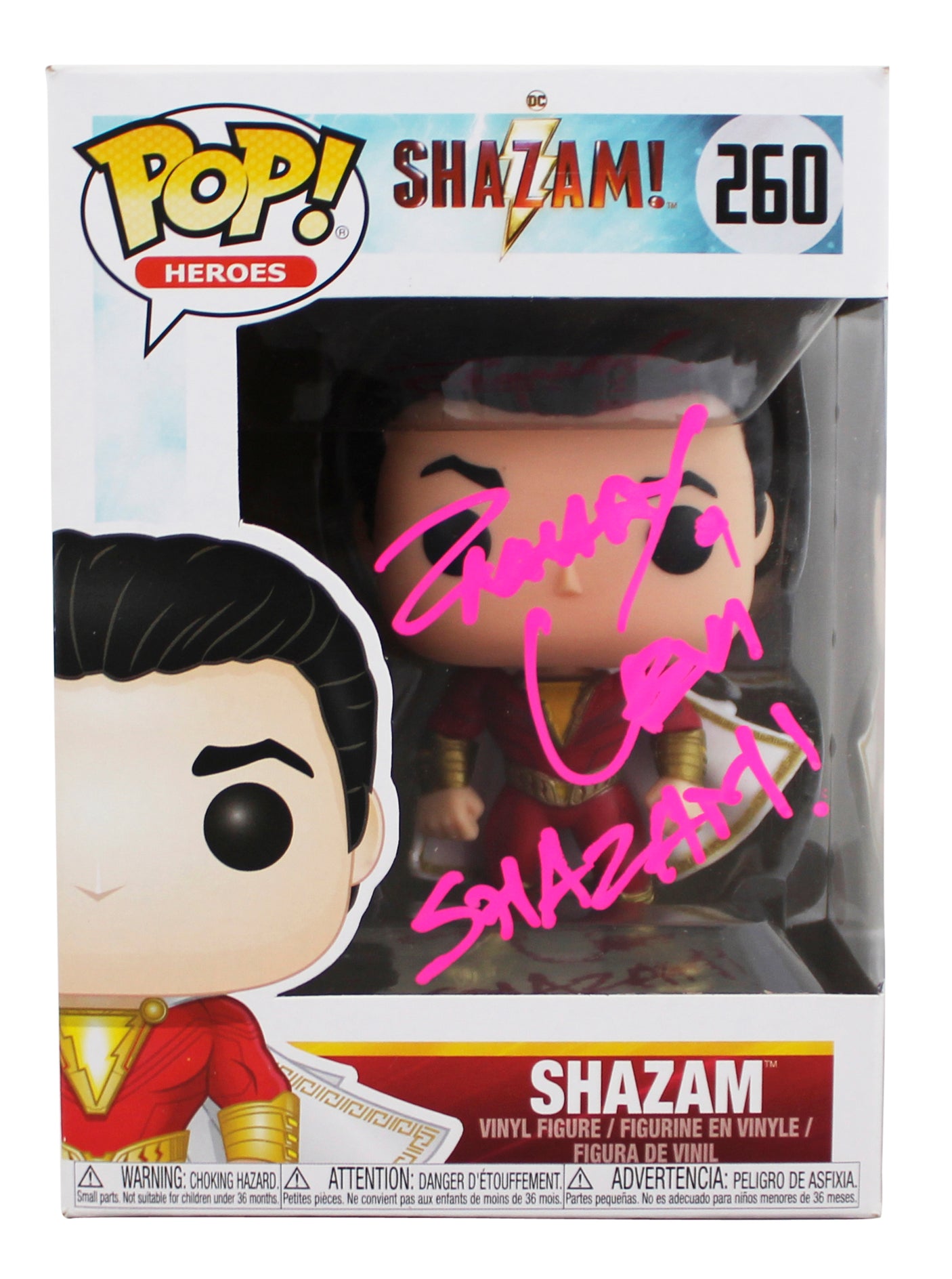 Zachary Levi "Shazam!" Signed Shazam #260 Funko Pop Vinyl Figure JSA #AZ80436