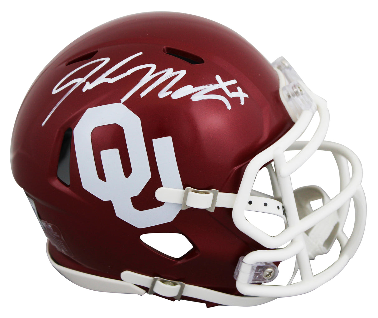 Oklahoma John Mateer Authentic Signed Speed Mini Helmet W/ Case BAS Witnessed