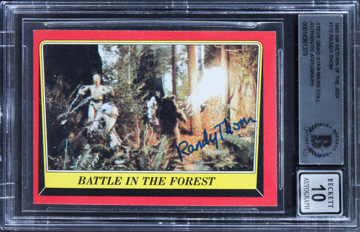 Randy Thom Star Wars Signed 1983 SW ROTJ #112 Card Auto Grade 10! BAS Slabbed