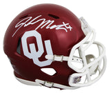 Oklahoma John Mateer Authentic Signed Speed Mini Helmet BAS Witnessed