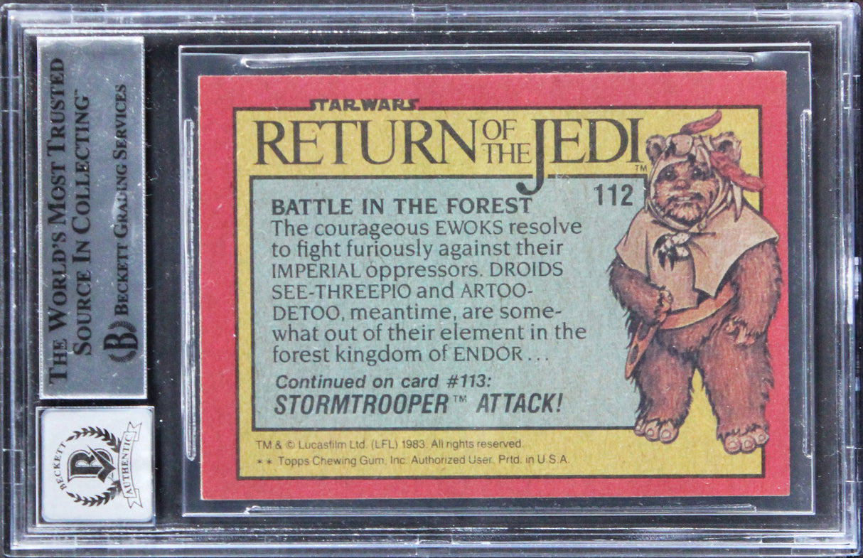 Randy Thom Star Wars Signed 1983 SW ROTJ #112 Card Auto Grade 10! BAS Slabbed