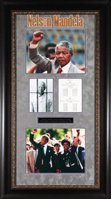 Nelson Mandela Signed 5.5x8 SA Constitution Booklet Page Framed Display BAS LOA