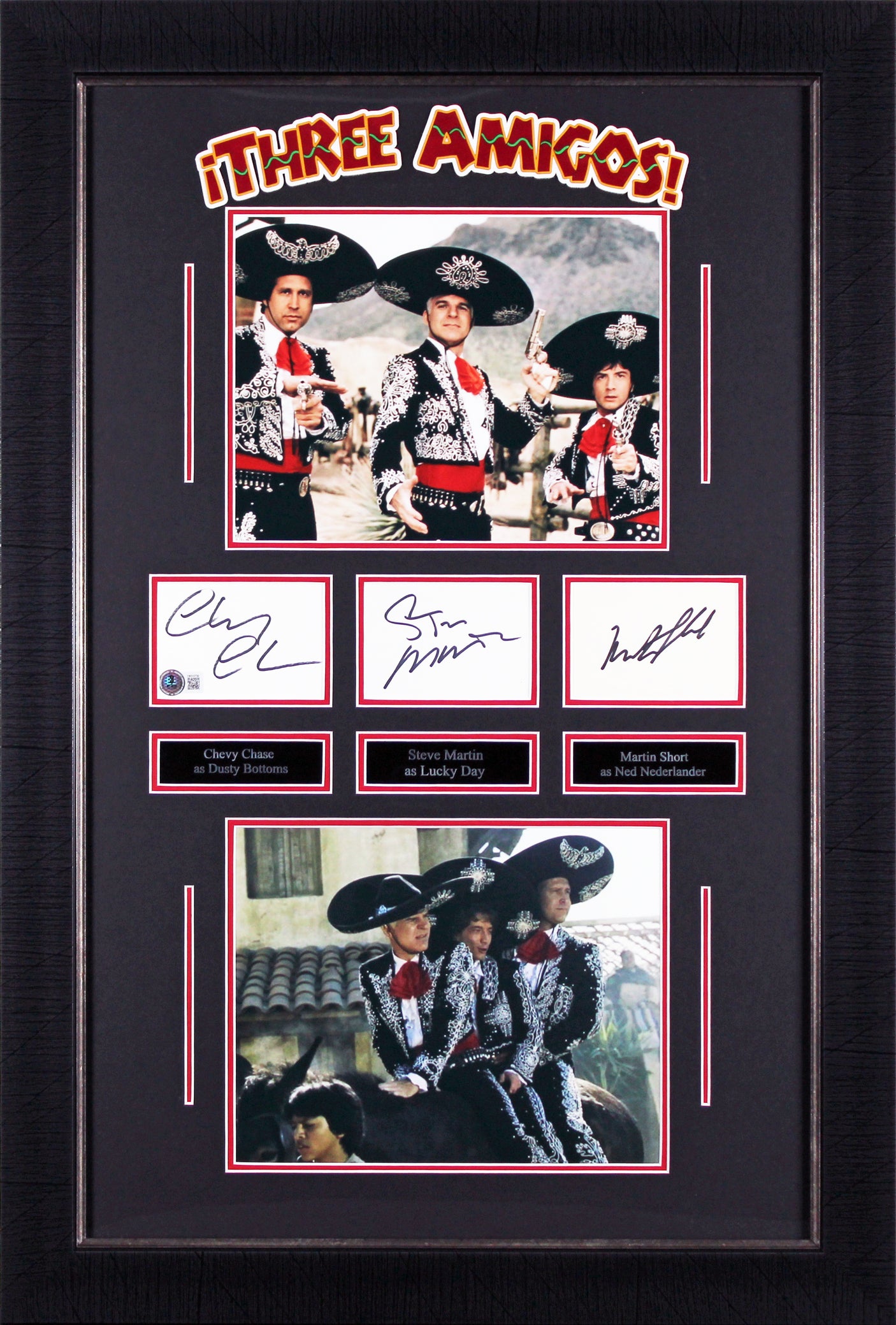 Three Amigos! (3) Chase, Martin & Short Signed Framed Display BAS #1W310739