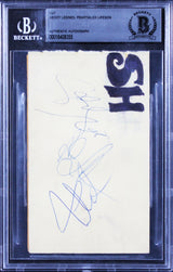 Rush (3) Lee, Peart & Lifeson Signed 3.25x5.25 Cut Signature BAS Slabbed