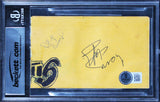 Rush (3) Lee, Peart & Lifeson Signed 3.25x5.25 Cut Signature BAS Slabbed
