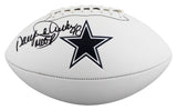 Cowboys Daryl "Moose" Johnston Signed White Panel Logo Football BAS W #2W963863