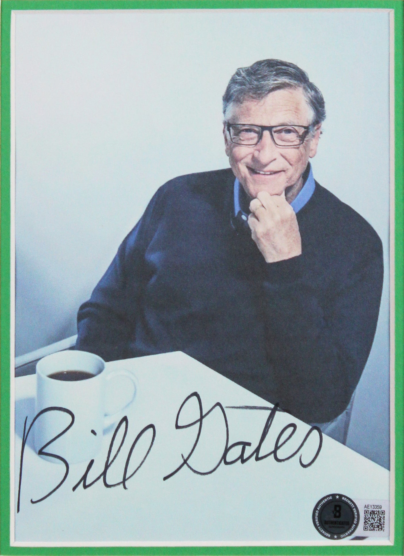 Microsoft Bill Gates Authentic Signed Photo Framed Display Autographed BAS COA 1