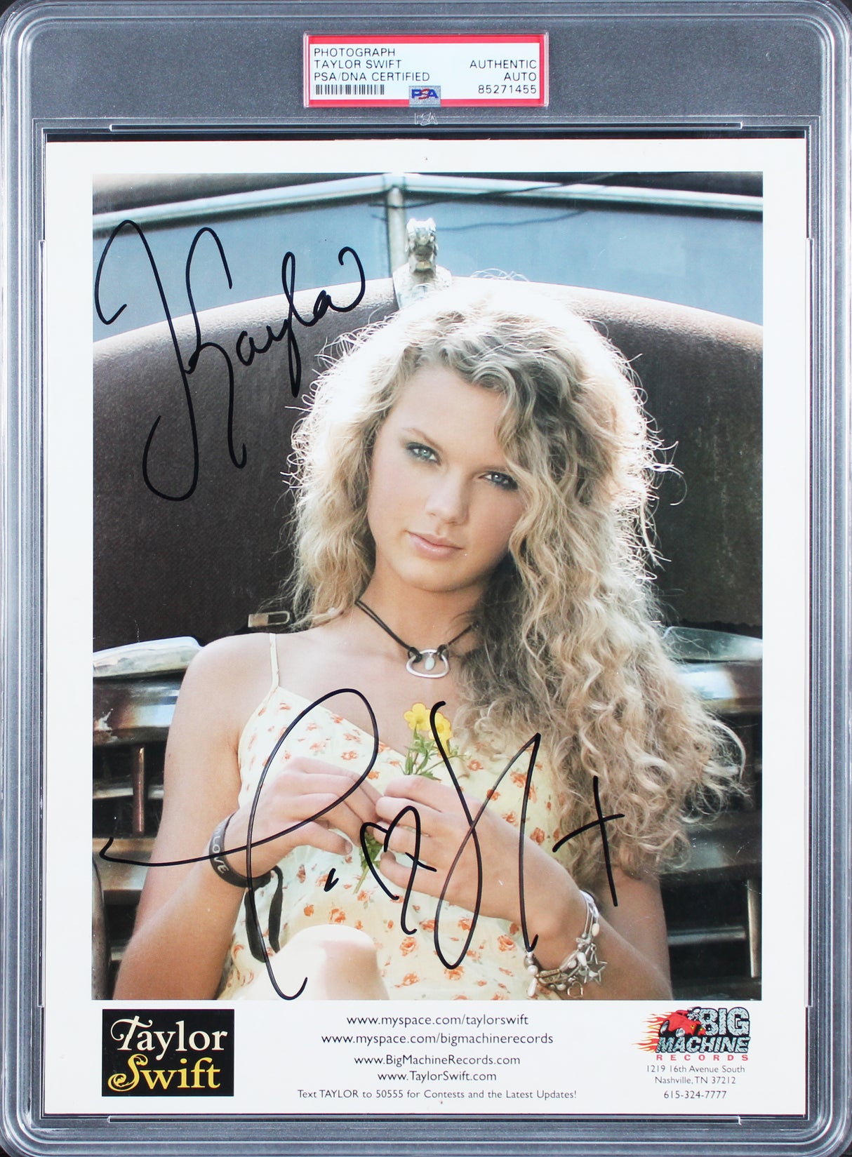 Taylor Swift "Kayla" Authentic Signed 8.5x11 Promotional Photo PSA/DNA Slabbed