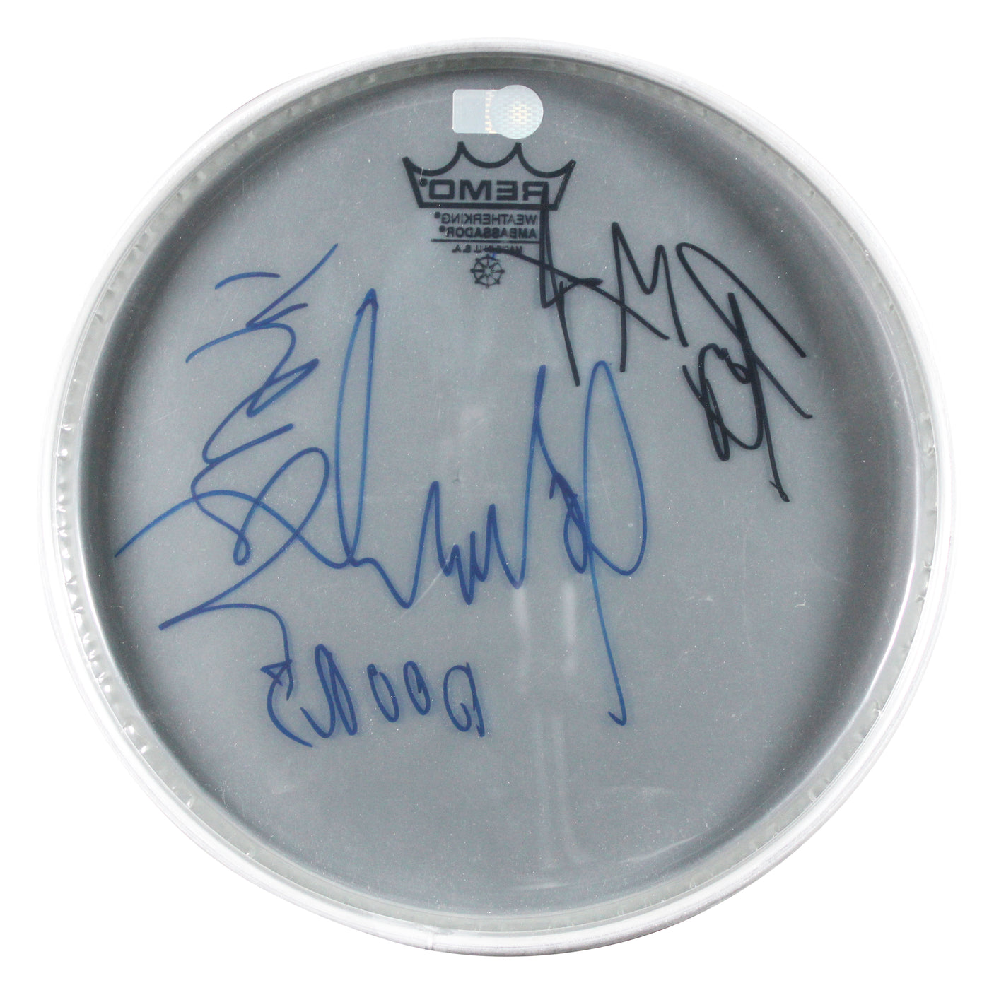 The Doors (3) Manzarek, Densmore & Krieger Signed 10 Inch Drum Head BAS #AE02871