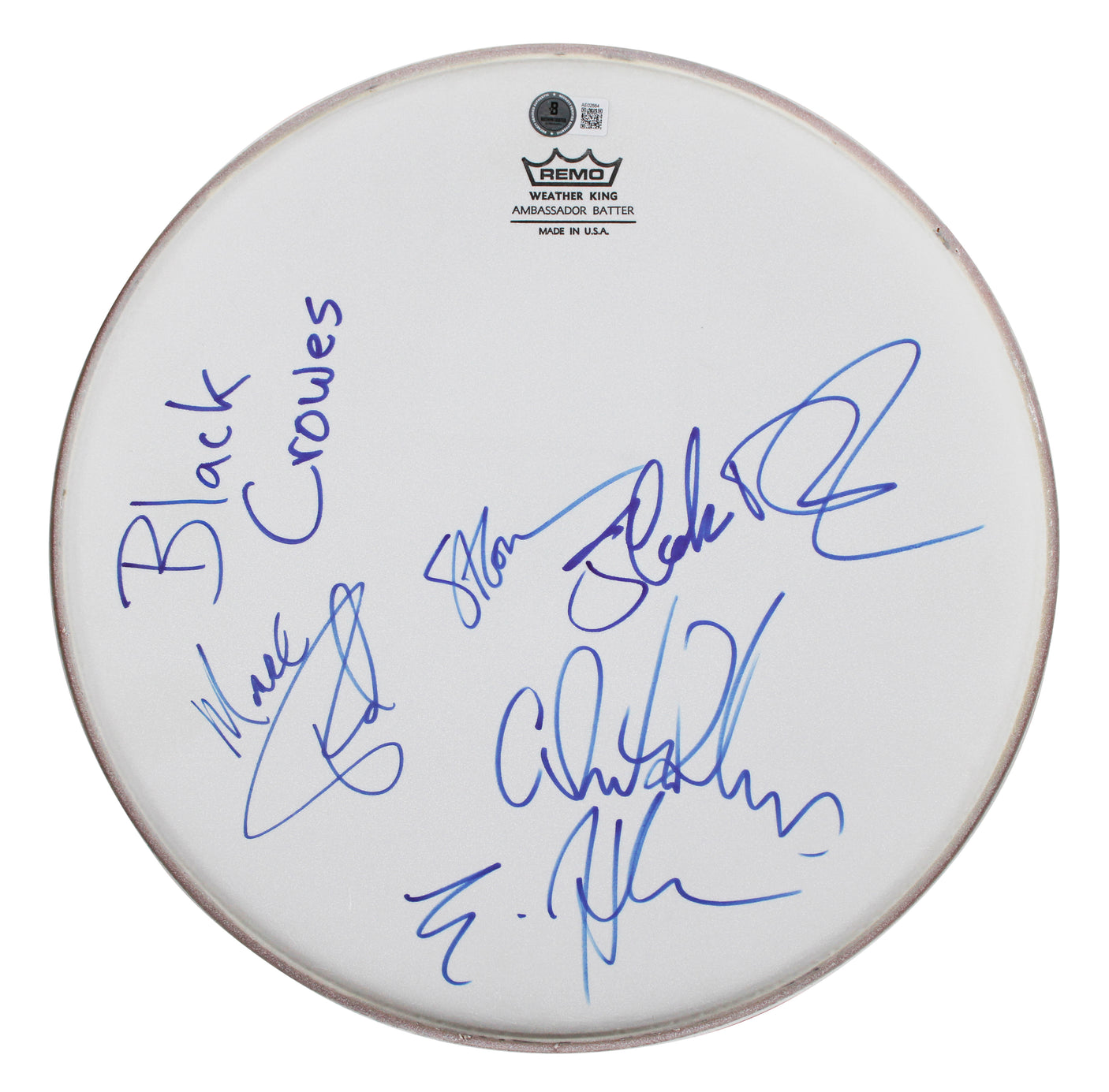 The Black Crowes (6) Robinson, Ford, Colt +3 Signed 13 Inch Remo Drum Head BAS