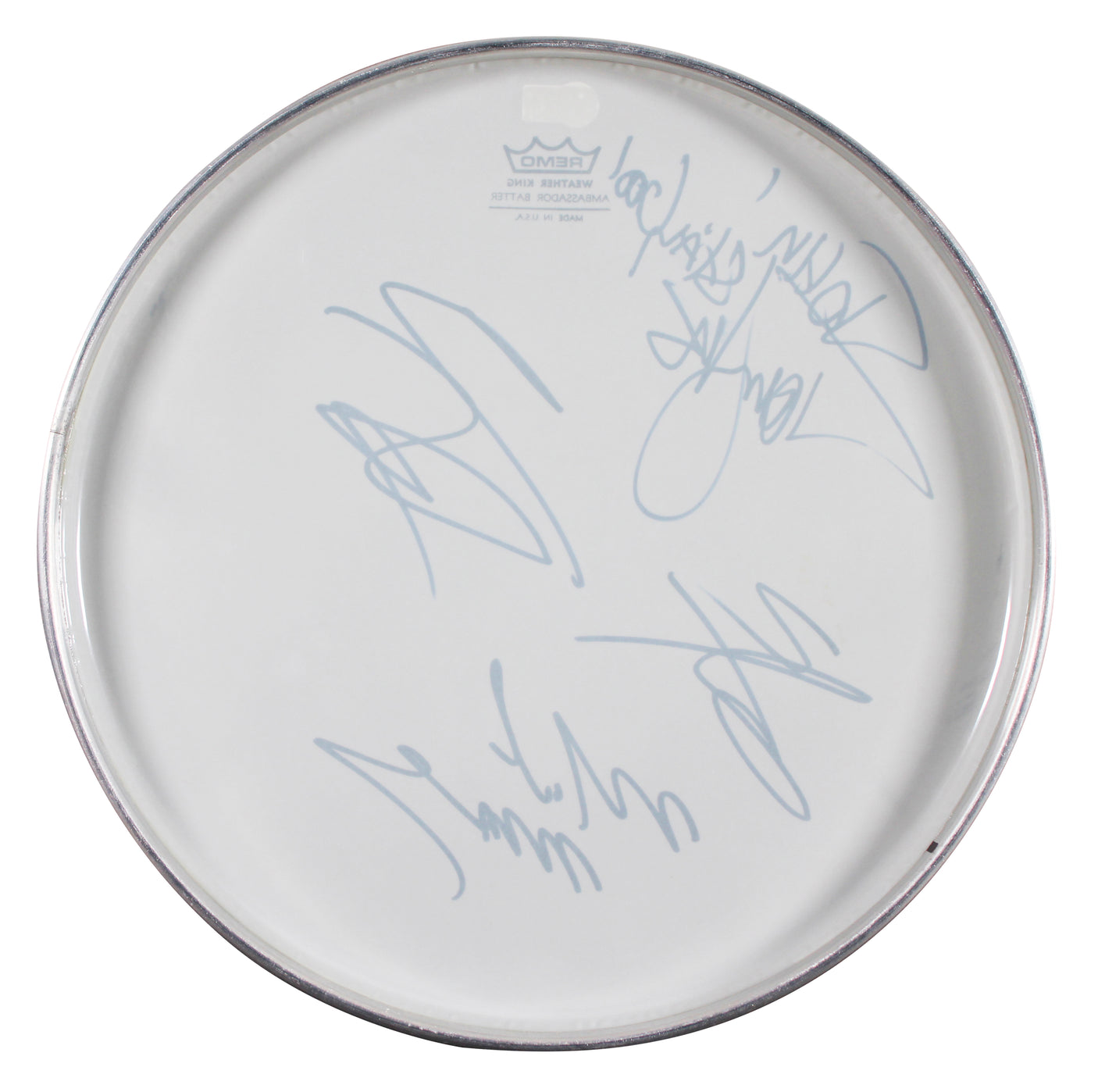 Motley Crue (4) Lee, Sixx, Neil & Mars Signed 13 Inch Drum Head BAS #AE02881