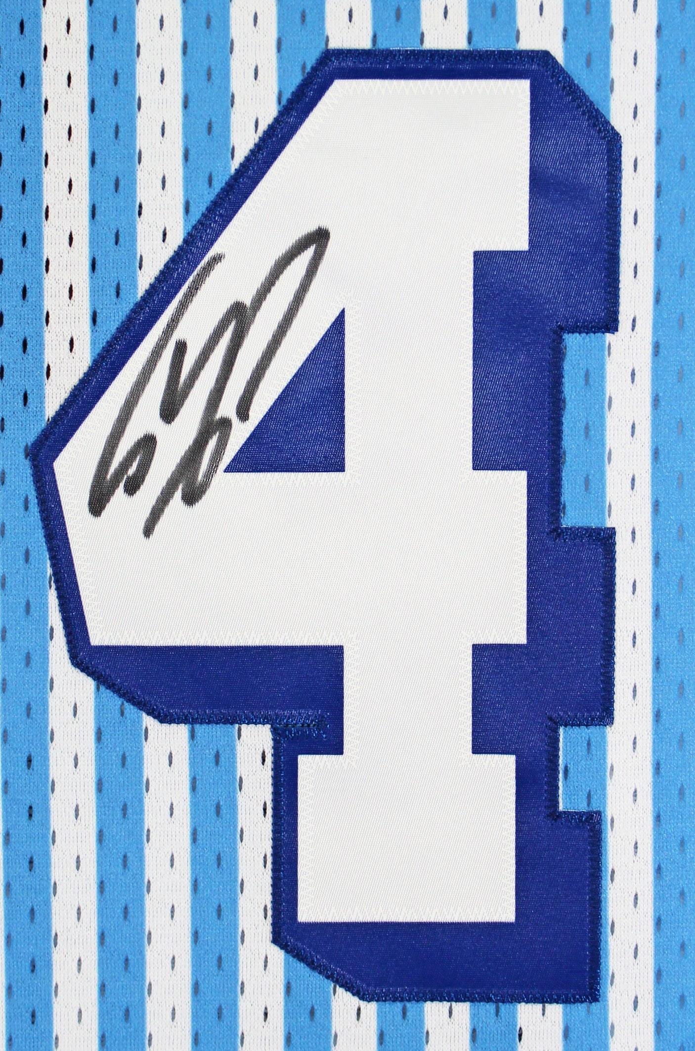 Shaquille O'Neal Signed B&W Striped 1996-97 M&N HWC Swingman Framed Jersey BAS W