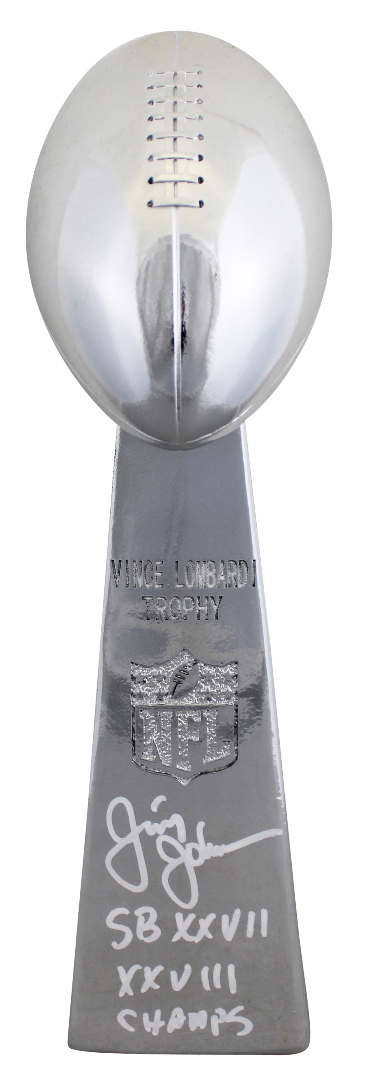 Jimmy Johnson "SB Champs" Signed Vince Lombardi Replica Trophy BAS Wit #4W041381