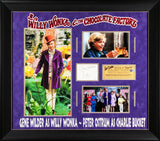 Willy Wonka Gene Wilder & Charlie Ostrum Authentic Signed Framed Display BAS JSA