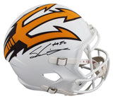 Arizona State Sam Leavitt Signed White Alt F/S Speed Rep Helmet W/ Case BAS Wit