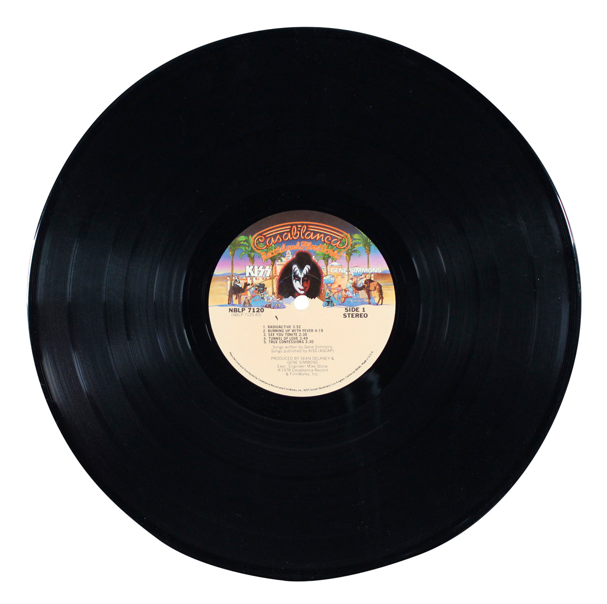 Gene Simmons Authentic Signed KISS Solo 1978 Album Cover W/ Vinyl BAS #BS78249