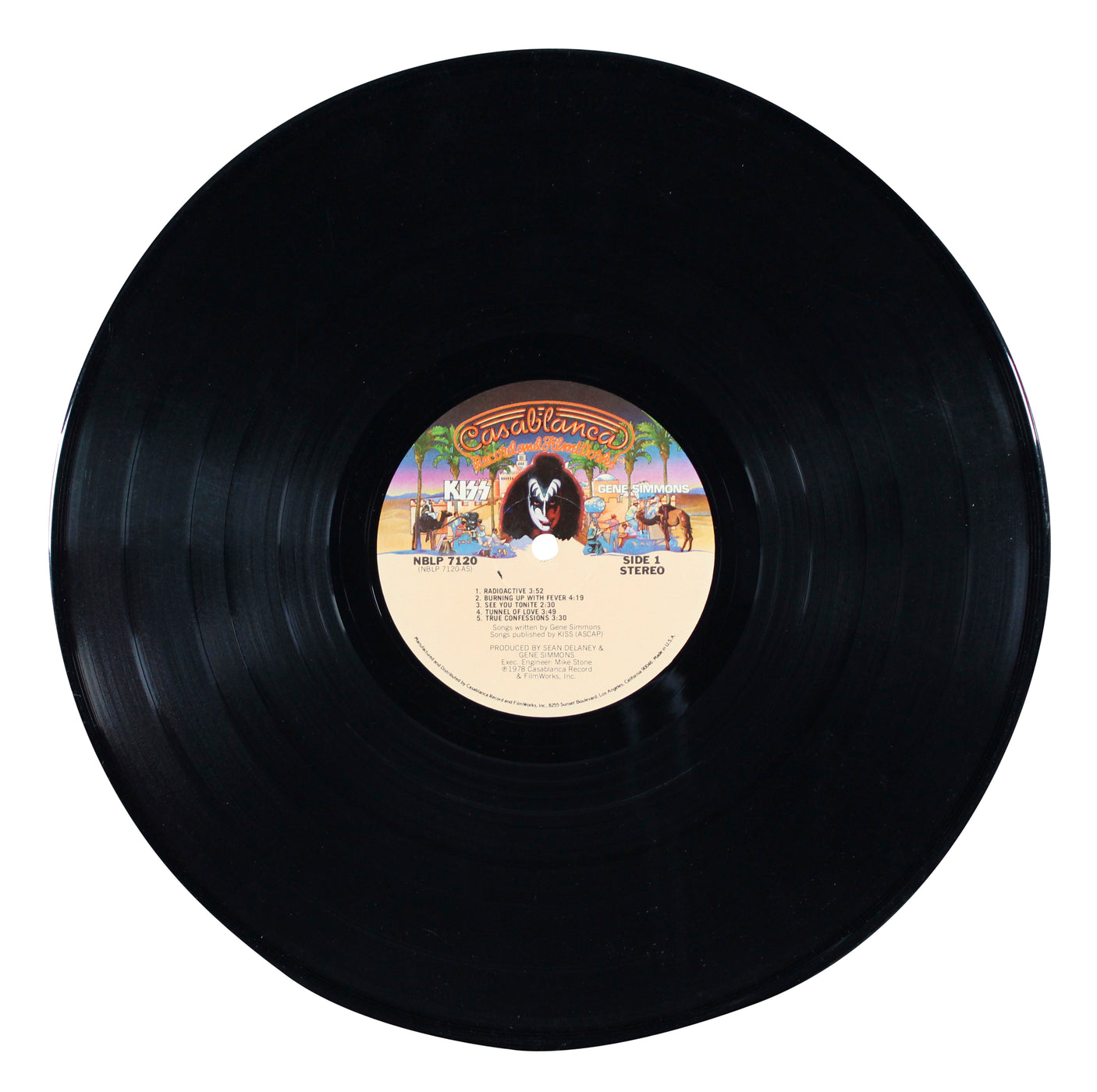 Gene Simmons Authentic Signed KISS Solo 1978 Album Cover W/ Vinyl BAS #BS78249