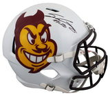 Arizona State Sam Leavitt Signed White Full Size Speed Rep Helmet W/ Case BAS W