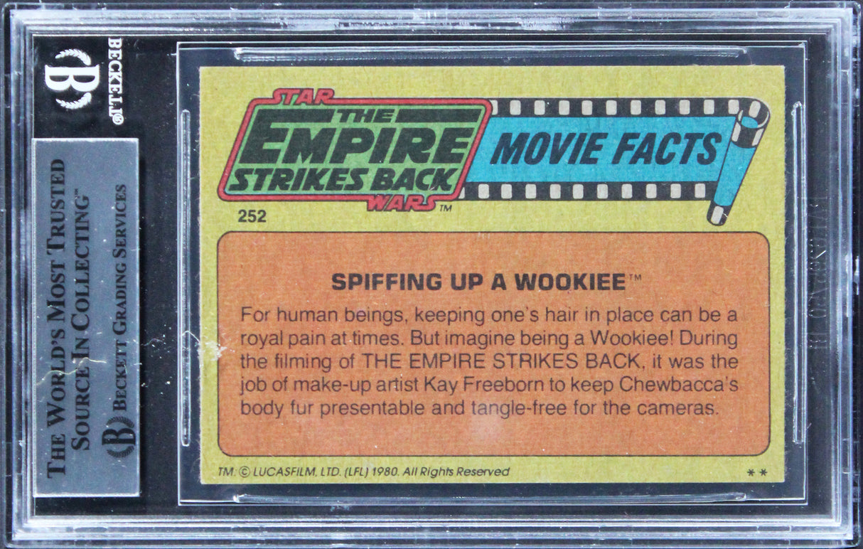 (3) Peter Mayhew, Freeborn +1 Signed 1980 Star Wars ESB #252 Card BAS Slabbed