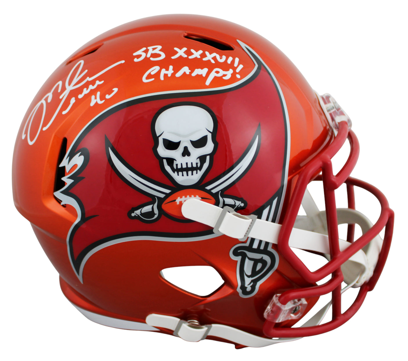 Bucs Mike Alstott "SB Champs" Signed Flash F/S Speed Rep Helmet W/ Case BAS Wit