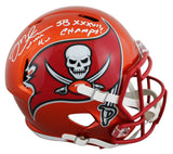 Bucs Mike Alstott "SB Champs" Signed Flash F/S Speed Rep Helmet W/ Case BAS Wit