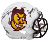 ASU Sam Leavitt & Jordyn Tyson Signed White Speed Mini Helmet BAS Witnessed