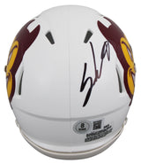ASU Sam Leavitt & Jordyn Tyson Signed White Speed Mini Helmet BAS Witnessed