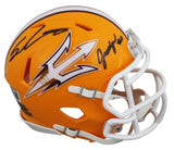 ASU Sam Leavitt & Jordyn Tyson Signed Gold Speed Mini Helmet BAS Witnessed