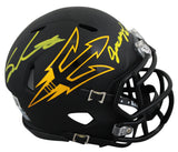 ASU Sam Leavitt & Jordyn Tyson Signed Black Speed Mini Helmet W/ Case BAS Wit