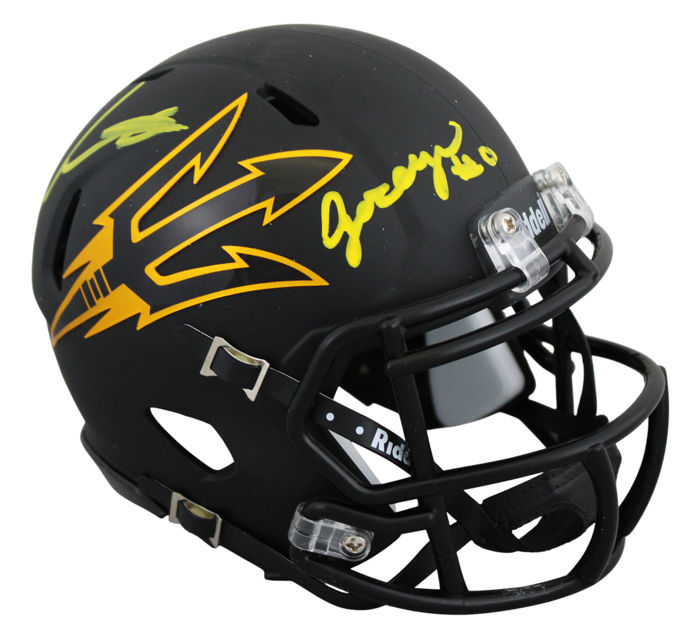 ASU Sam Leavitt & Jordyn Tyson Signed Black Speed Mini Helmet BAS Witnessed