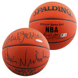 Jack Nicholson, Kareem Abdul-Jabbar & Magic Johnson Signed Basketball BAS LOA