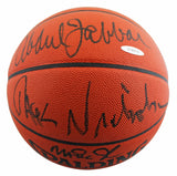 Jack Nicholson, Kareem Abdul-Jabbar & Magic Johnson Signed Basketball BAS LOA