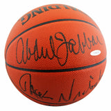 Jack Nicholson, Kareem Abdul-Jabbar & Magic Johnson Signed Basketball BAS LOA